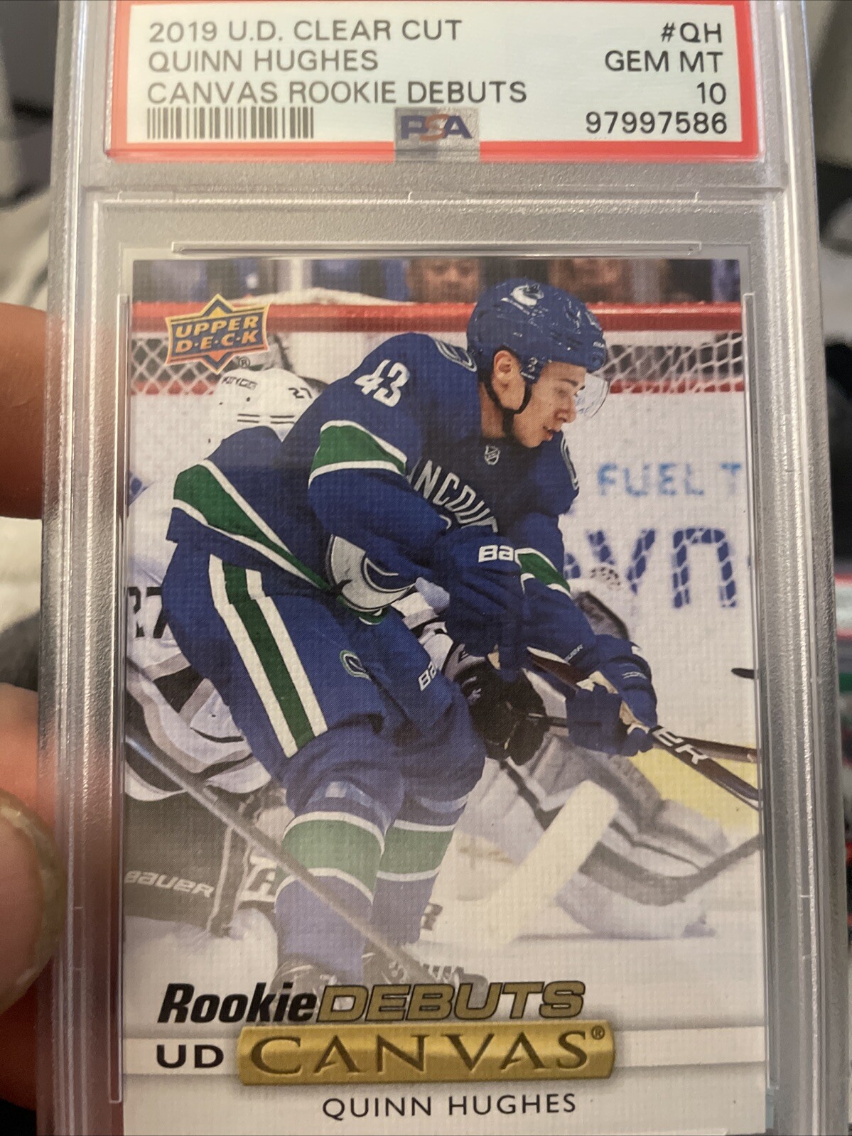 Quinn Hughes 2019-20 Upper Deck Clear Cut UD Canvas Rookie Debuts CD-QH Hockey Card