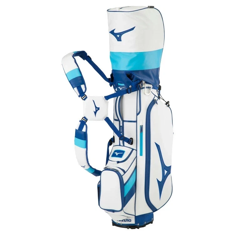Bolsa Mizuno Golf Tour Carry Stand Prime 10 x 47 pulgadas 6 vías 3,5 kg para hombre blanca/azul  Foto 2 de 4