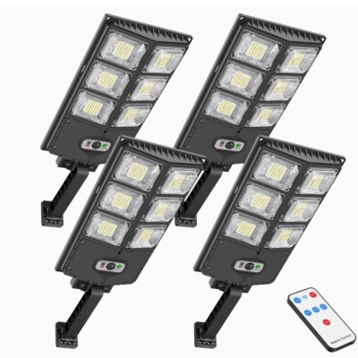 4 Pack 150W Solar Lights for Outside, 8000LM LED Solar Wall Light Motion Sensor