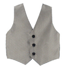 Vest Sz 4 Boys Black Gold Silver 3 Button 100% Polyester Vest