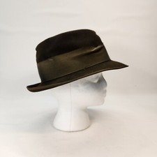 Vintage Mallory Durafelt Cravenette Processed Fedora Hat Brown Green Sz 7