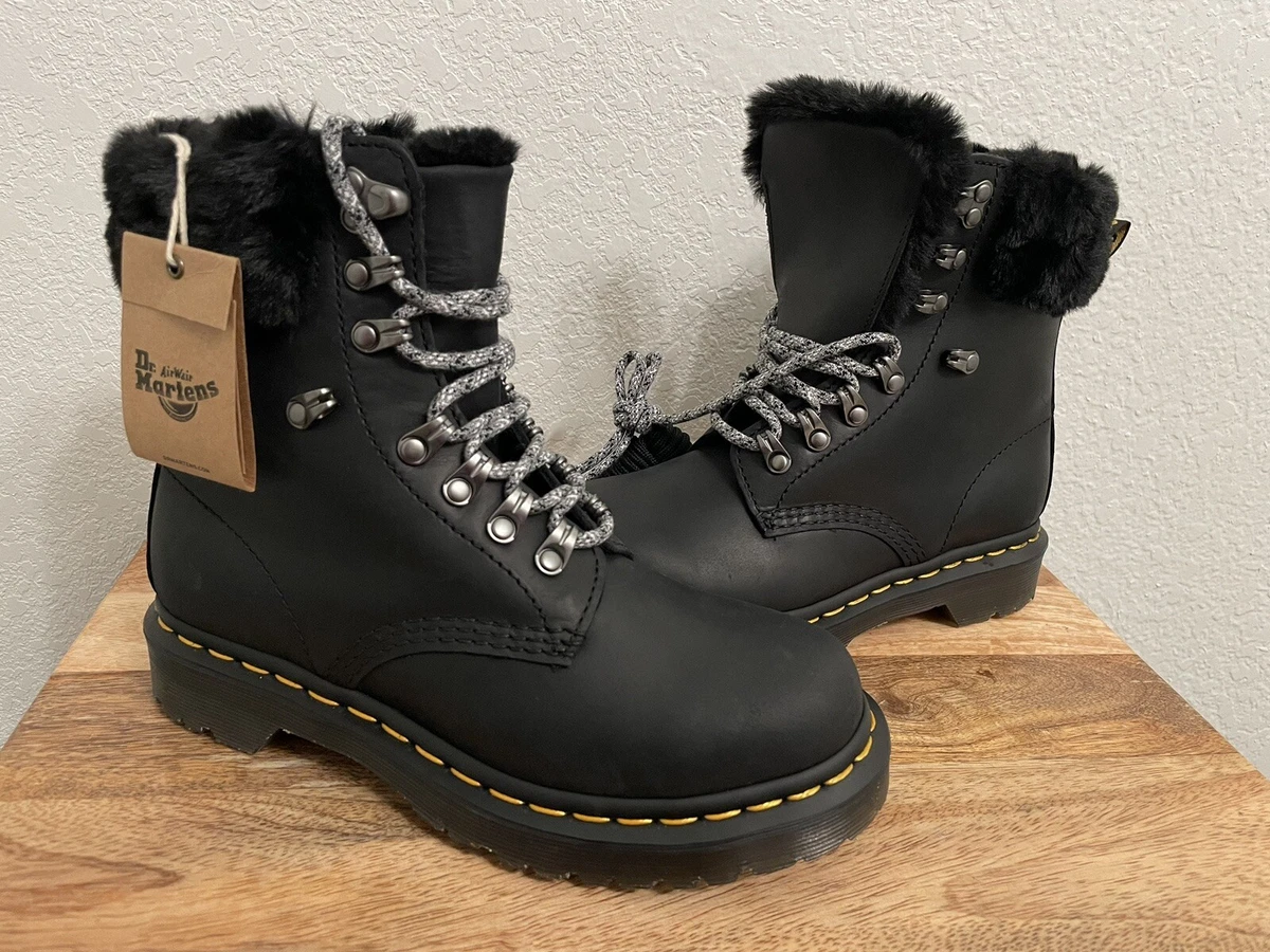 NEW Womens DR MARTENS 1460 Serena Collar Faux Fur Lined Combat