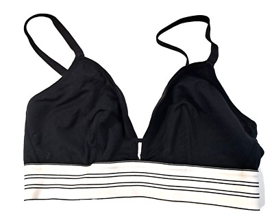 Lively Bralette Size 2 Wireless Lightly Lined Adjustable Strap Bra Black White