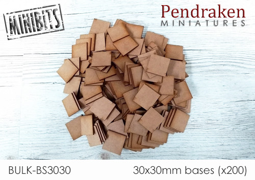 30x30mm 2mm MDF Bases x 200 Bulk Deal -  (Wargames, Wargaming, Tabletop Games) - Afbeelding 1 van 3