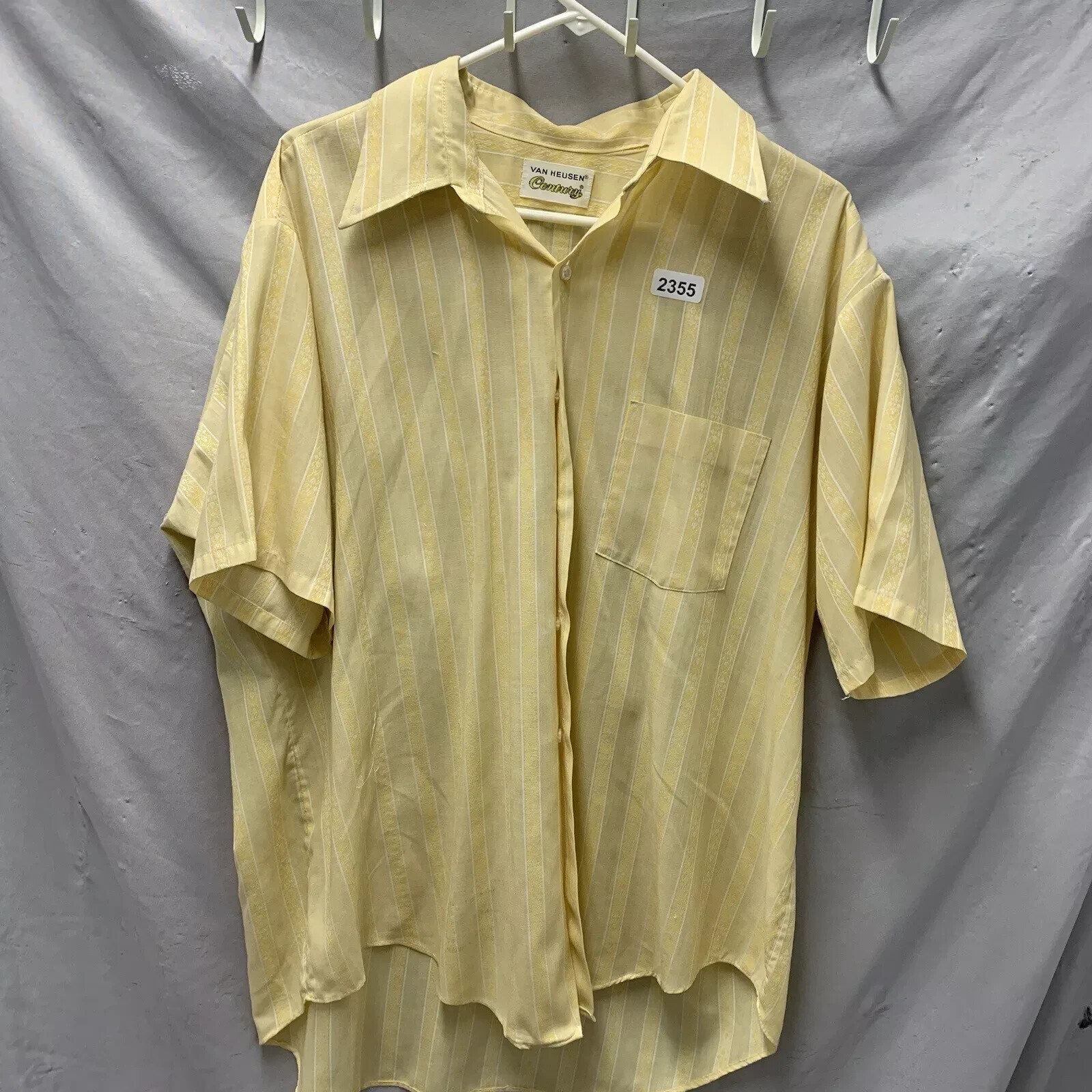 Vintage Van Heusen Adult Large Yellow Short Sleeve Button Up Century Men’s  70's