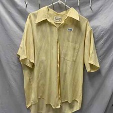 Vintage Van Heusen Adult Large Yellow Short Sleeve Button Up Century Men s 70's