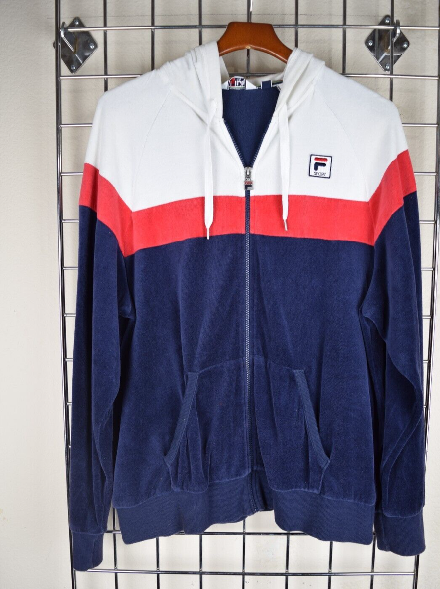 Vintage Fila Track Sporting Jacket Size L 80s Navy White Red