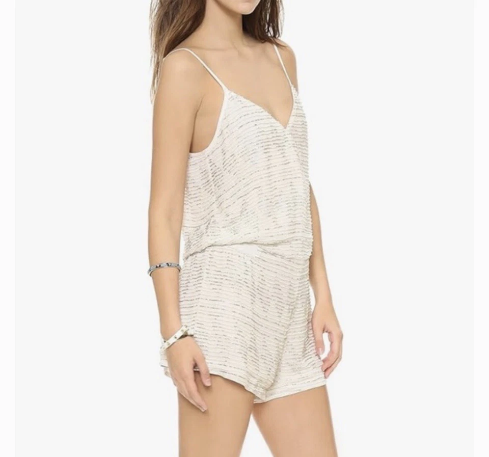 Romper Parker Feminino Pequeno Harrison Frisado Branco Decote V Uma Peça Boêmio - Imagem 2 de 4