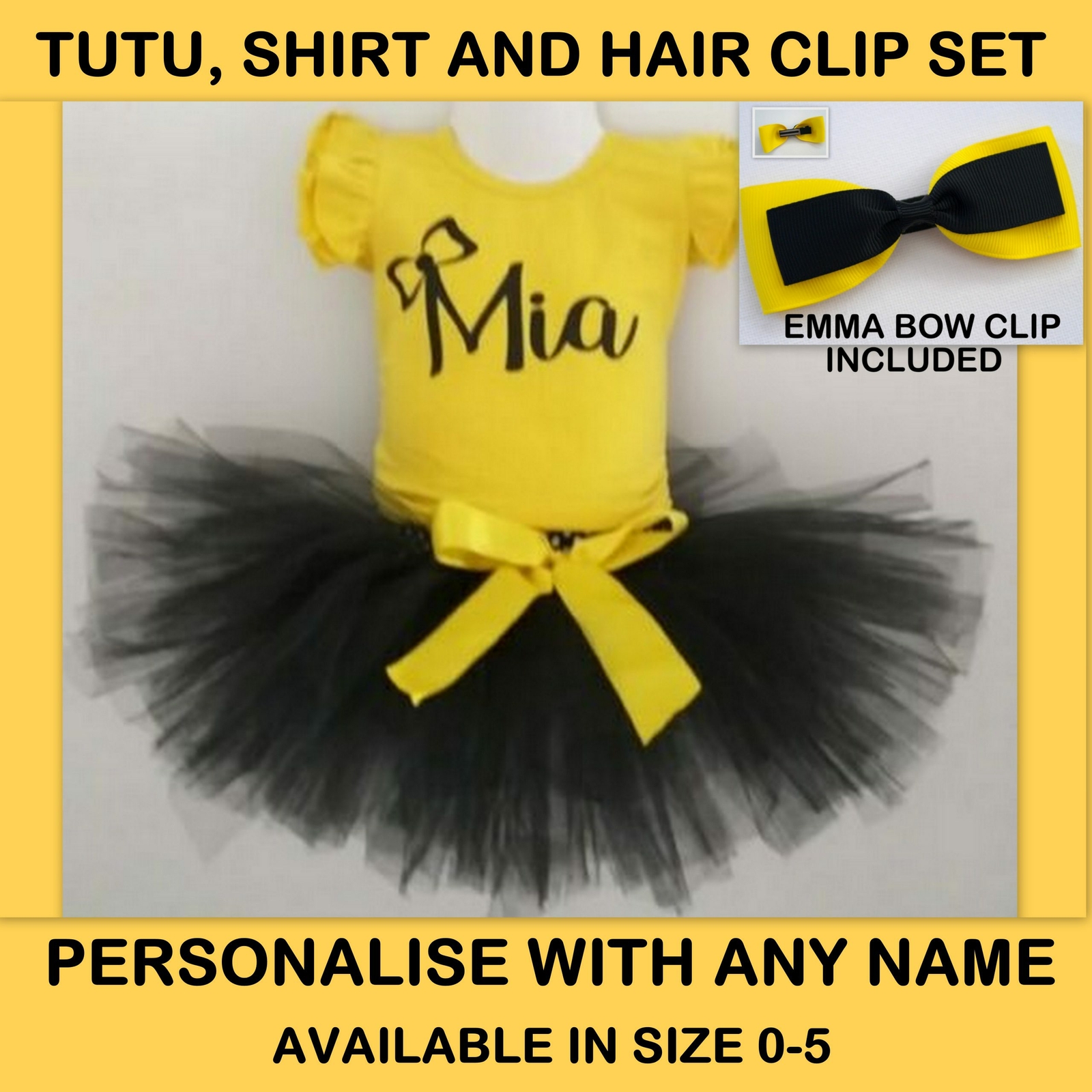 EMMA WIGGLES COSTUME WIGGLE TUTU CAKE SMASH PERSONALISED SHIRT OUTFIT