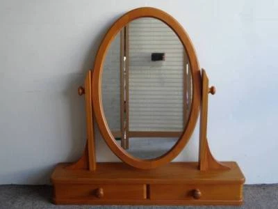 Cheval Mirror Pine Timber Oak 2 Trinket Drawer Dressing Hall Tabl
