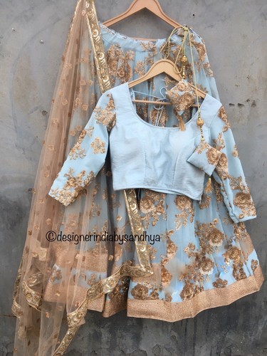 lehenga choli lengha Ghagra Light Blue 
