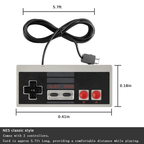 Controller For NES-004 Original Nintendo NES Vintage Console Wired Gamepd 2 Pack - Picture 5 of 15