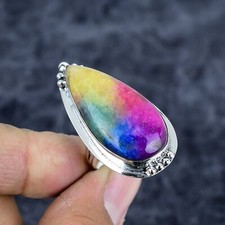 Solar Quartz Gemstone Handmade 925 Sterling Silver Ring Vintage Jewelry For Gift