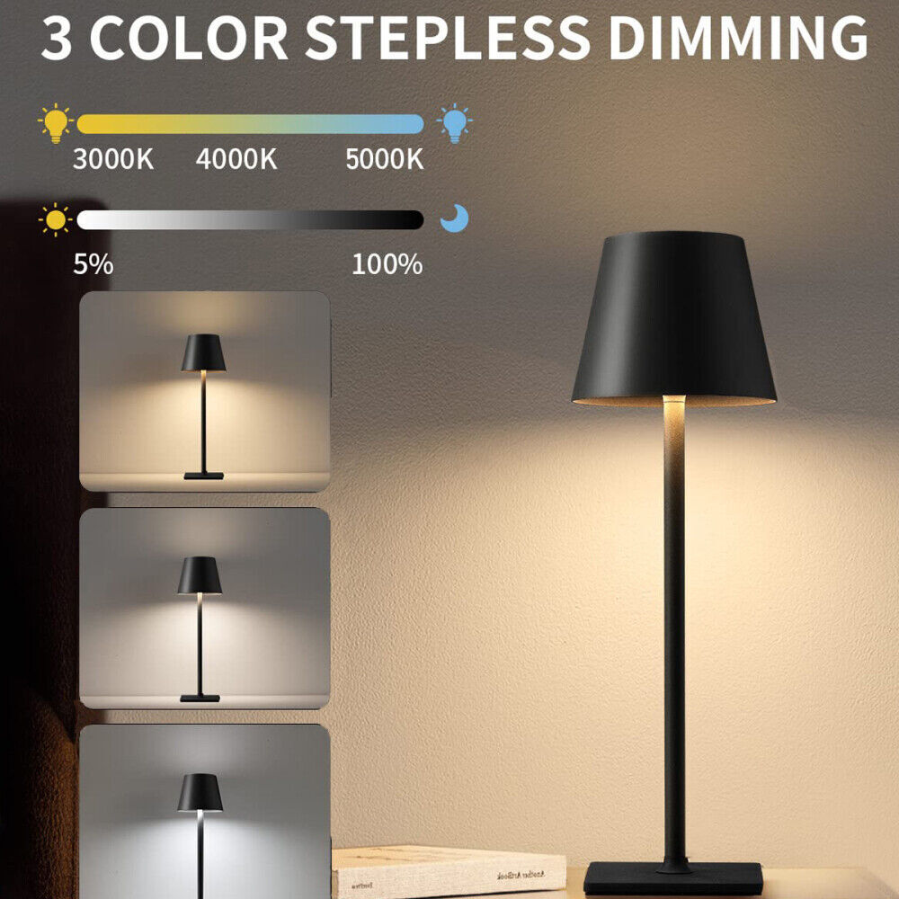 LED Cordless Table Lamp Rechargeable/Battery Powered Bedside Touch