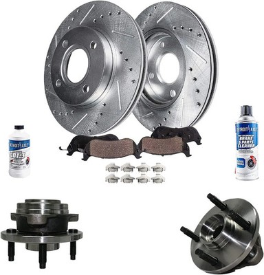 4-Lug Front Brake Pads Rotors Wheel Hubs for 2003-2008 Saturn Ion
