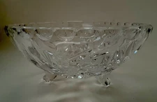 Antique American Brilliant Hand Cut Crystal Footed Bowl/ trinket dish.