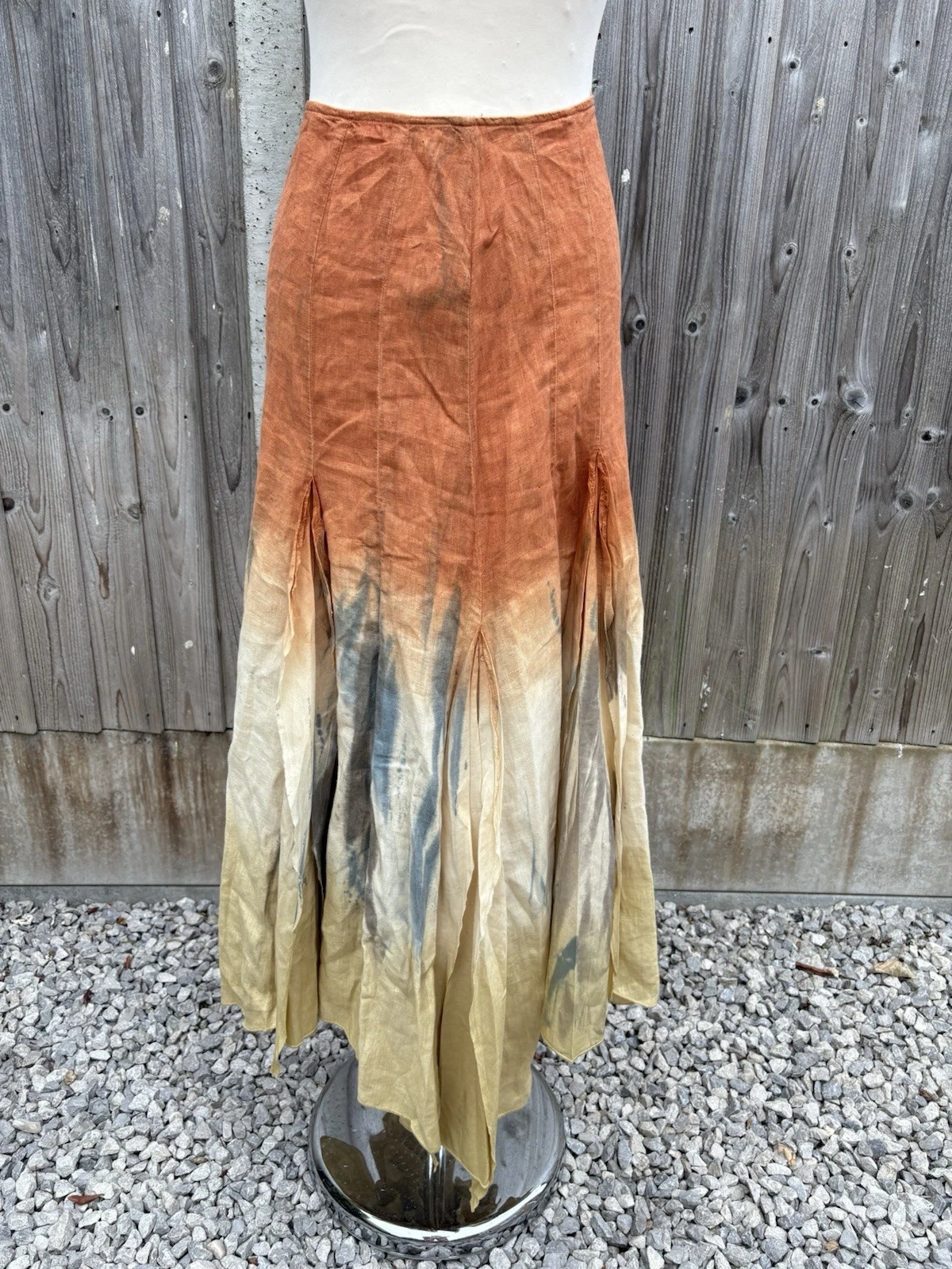 Per Una Gypsy Autumnal Skirt Tie Dye 100% Linen Boho Size Uk 12 Y2K Vintage