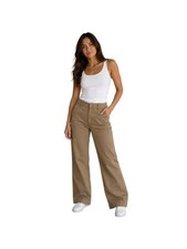 Lands End Fit 2 Bootcut Chino Pants Women 2 Walnut Brown Trouser Leg Stretch NEW