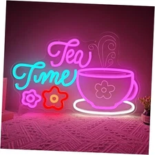 Lets Partea Neon Sign Dimmable Tea Time Party Decorations for red-tea time