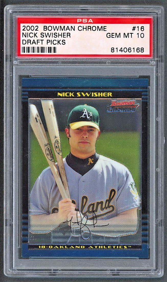 2002  Bowman Chrome - Nick Swisher (RC) Rookie Draft Picks #BDP16 PSA 10 view 14