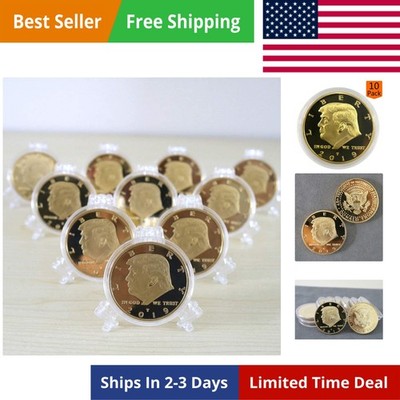 10 PACK President Donald Trump Commemorative Coins, Gold Plated Coin, Collect...