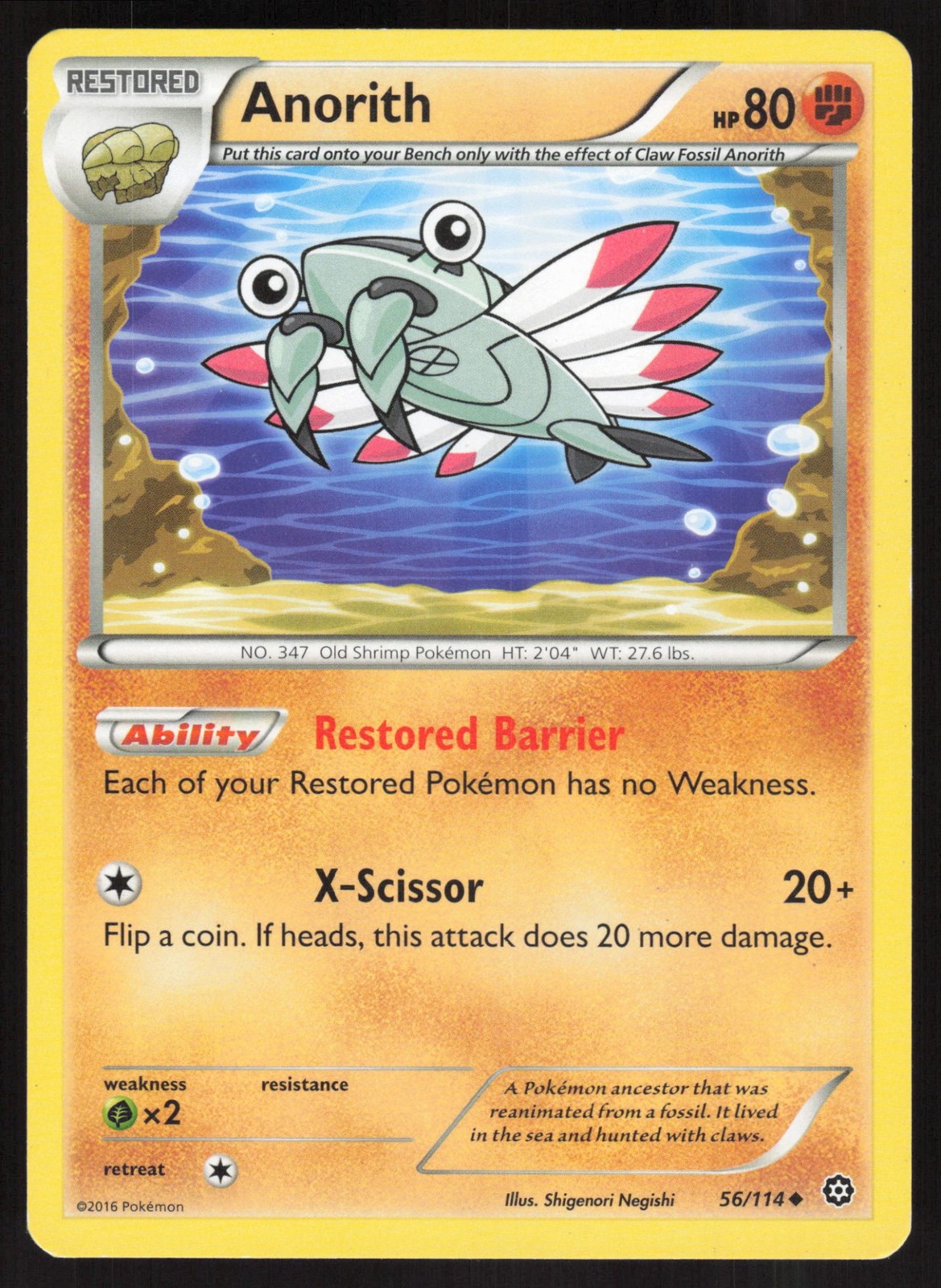 Pokemon Anorith Uncommon 56/114 XY - Steam Siege LP