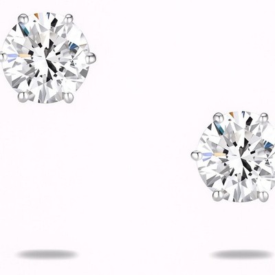 Moissanite Stud Earrings 18k White Gold Brilliant Round Cut Gift Set Bundle 2ct