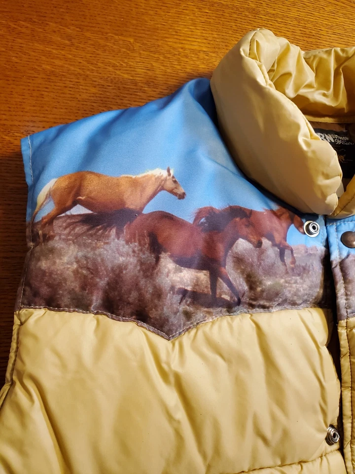 Vtg Sears Western Outdoor Wear Horse Vest Men's XL Tall Brown Beige Snap RARE - Image 4 of 4