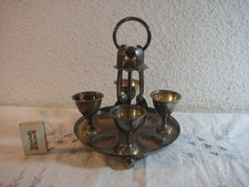 Versilberte Menage 4 Eierbecher , Löffel u. Tischständer aus Sammlung