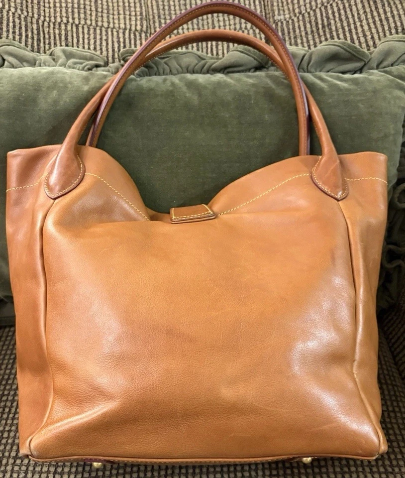 Bolso de Mano Dooney Bourke Cuero Florentino Marrón Natural Grande Hobo Sac Cartera Foto 2 de 4