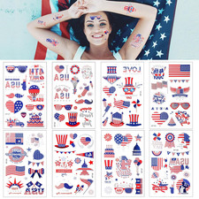 4Th of July Temporary Tattoos, Metallic 250Th Anniversary USA Fourth of July Pat