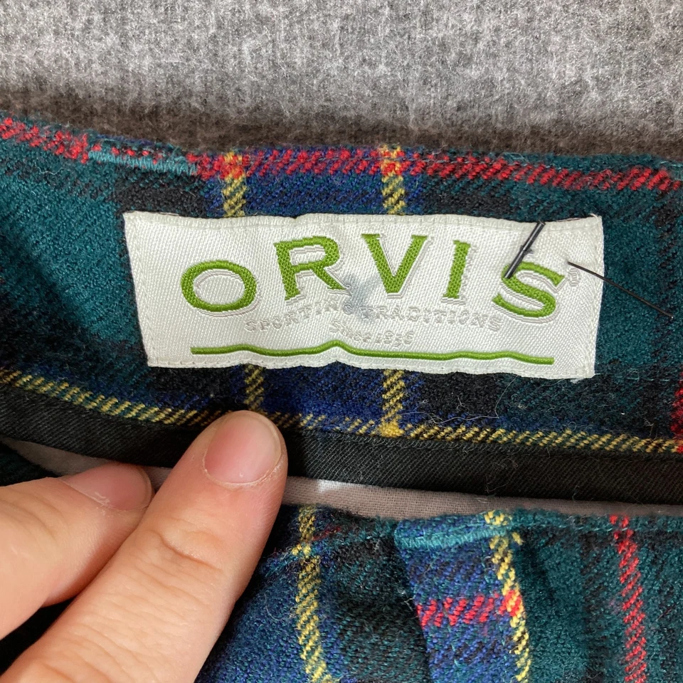 Pantalones chinos vintage Orvis 100 % lana tartán a cuadros para hombre 36 (se adapta a 33X30) verdes Foto 3 de 4