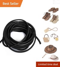 Leather Cord 3mm Flat Braided Genuine Leather String 5 Yards Black