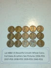 Lot #882 15 Beautiful Lincoln Wheat Coins 1936-PDS to 1940-PDS See Pictures