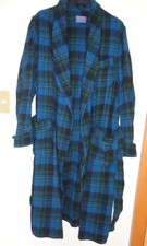60s Vintage PENDLETON Wool Plaid Robe Gown Long Coat Mens Shawl Collar USA Retro