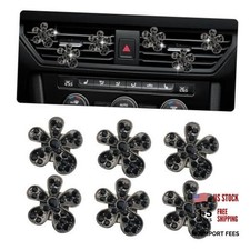 Rhinestone Flower Car Vent Clips - Cute Car Air Vent Clips - 6PCS - Black