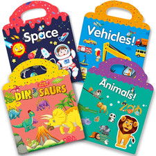 Reusable Sticker Book for Kids, 4 Sets Educational Learning Toys Travel Stickers