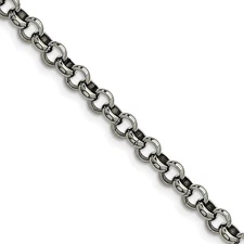 Men's 6mm Stainless Steel Polished Rolo Chain Bracelet, 7.5 Inch C9050-7.5