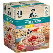 Quaker Instant Oatmeal Fruit & Cream, Variety Pack (42.3 oz, 40 pk.)1.05 Oz Each