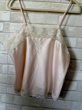 Vintage Christian Dior Babydoll Dreamy Pink Lace Trim Camisole Lingerie Large