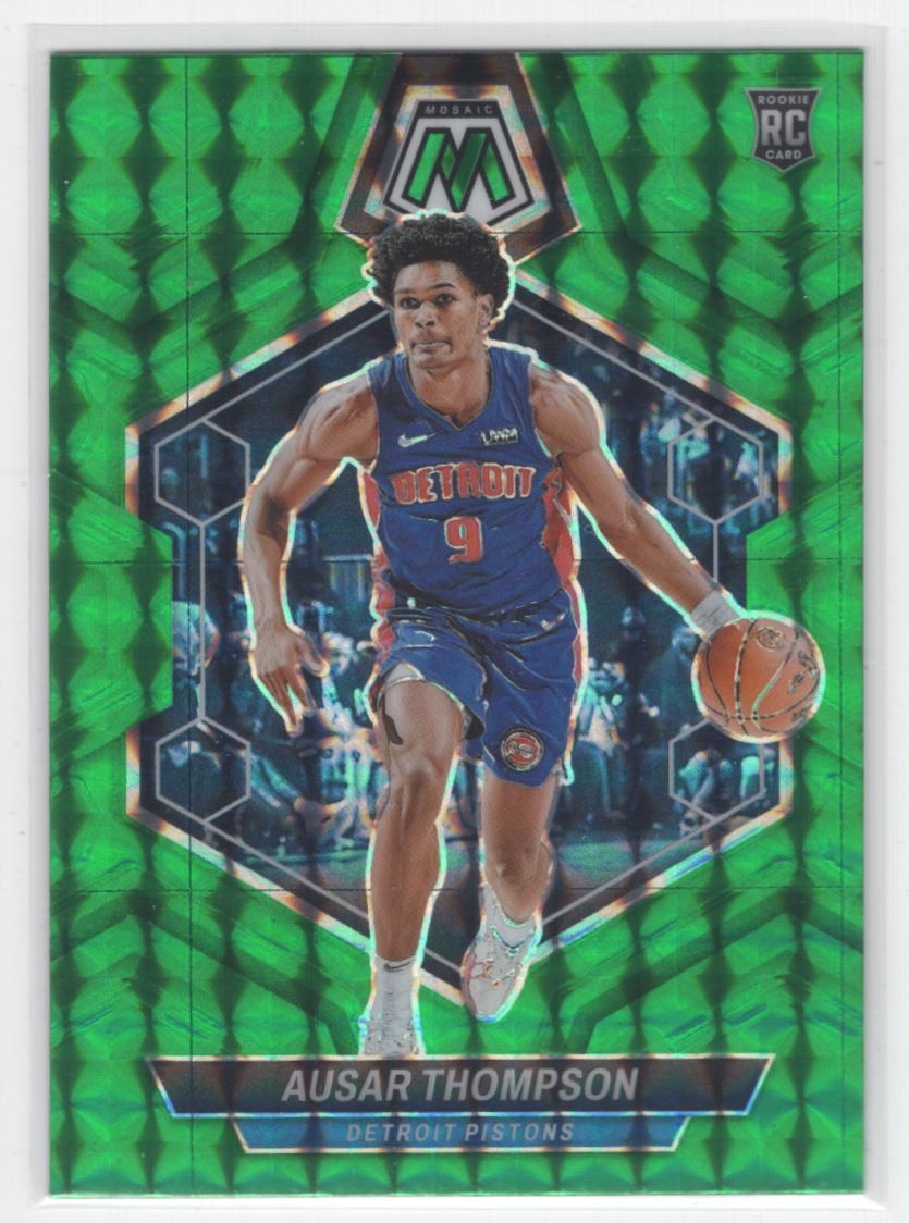 #226 2023-24 Panini Mosaic Green Prizm Ausar Thompson Rookie Detroit Pistons