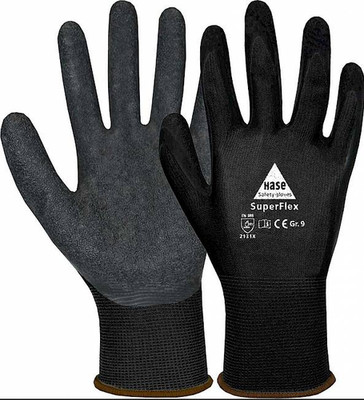 Hase SuperFlex Black Montagehandschuh Nylon Latex Handschuh 10-100 Paar Gr 7-11