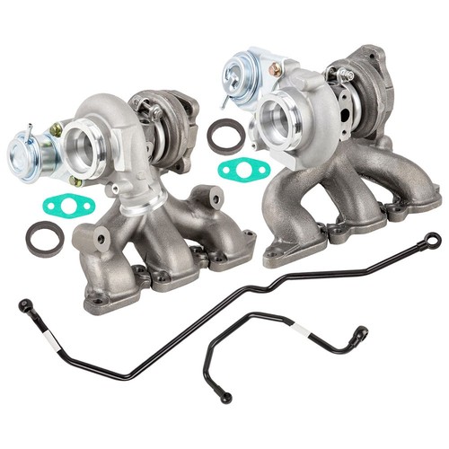 Pair Turbo Kit With Turbocharger Gaskets Oil Line For Volvo S80 XC90 T6 2.9L