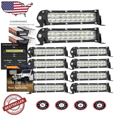 San-Young 10pc 7'' Rectangular LED Light Bars 60W 6000LM Combo Waterproof ATV UTV