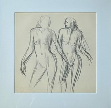 Karl Hubbuch - Zwei weibliche Akte - große Bleistiftzeichnung  Neue Sachlichkeit