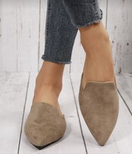 Fashion Nova Pointed Toe Tan Flat Office Slip On Mules Size 7 READ 