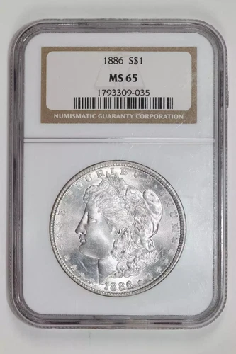 1886 MORGAN DOLLAR NGC MS65 CLEAN CHEEK! LOOKS NICER!