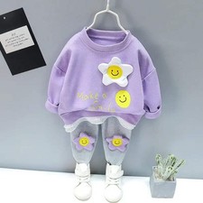 New Spring Toddler Clothing Cotton Suit Children Girls Girls Cartoon T-shirt Spo