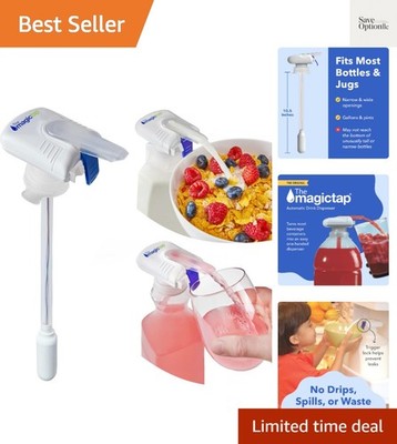 Magic Tap Automatic Drink Dispenser for Fridge, White 1 Pack, No Spill Milk D...