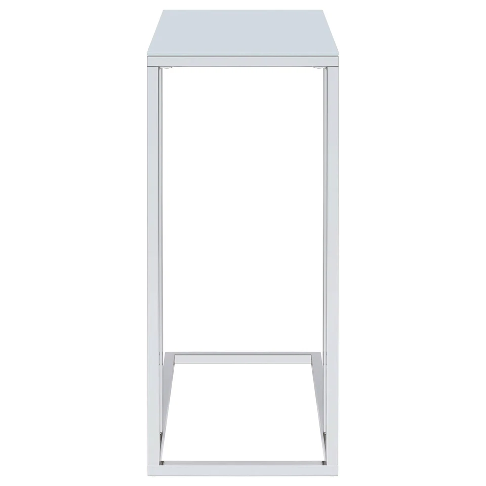 Mesa de lanche de vidro cromada e branca - Imagem 3 de 4